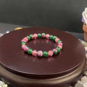 Pink & Green Beaded Bracelet